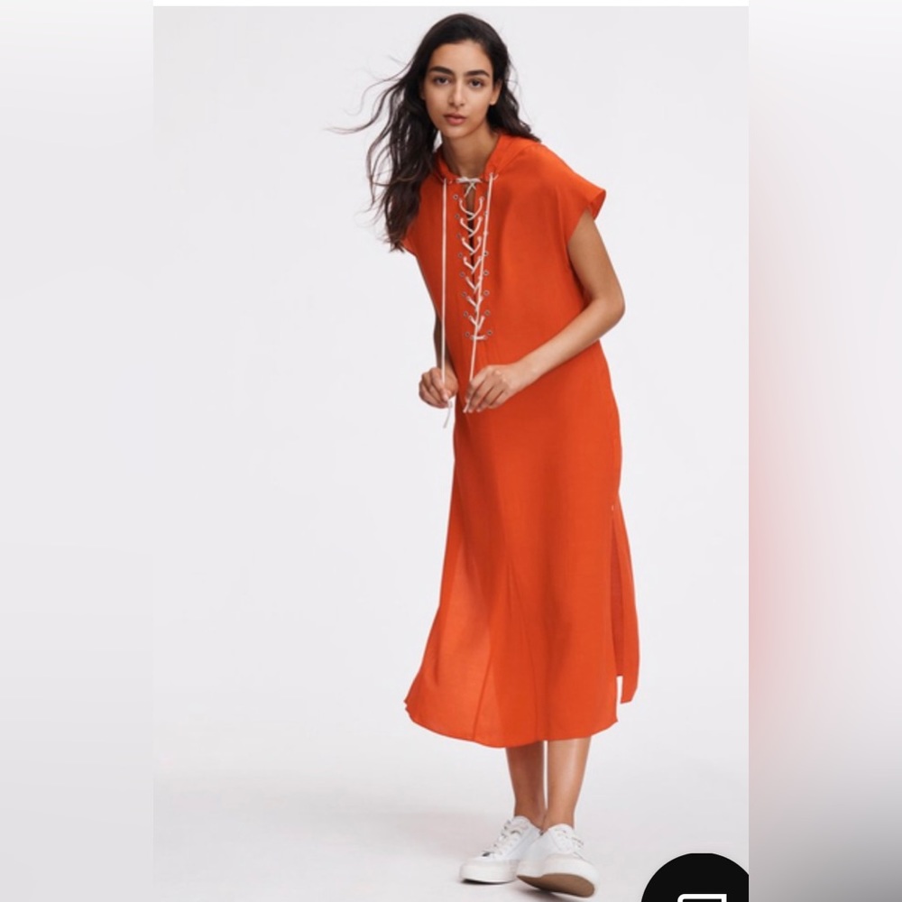 rag & bone fire red dirdre hooded dress L